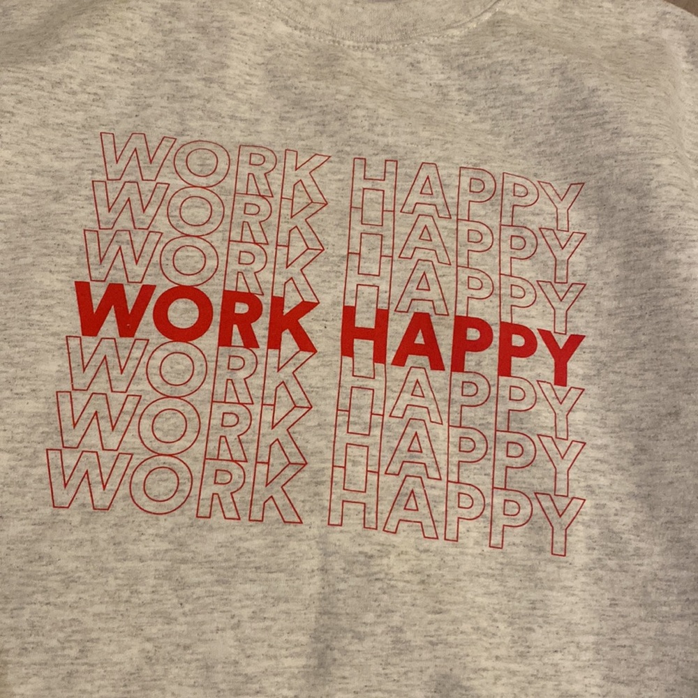 Champion Eco Authentic Gray with Work Happy Sweatshirt. Unisex style . Size M - Picture 5 of 8